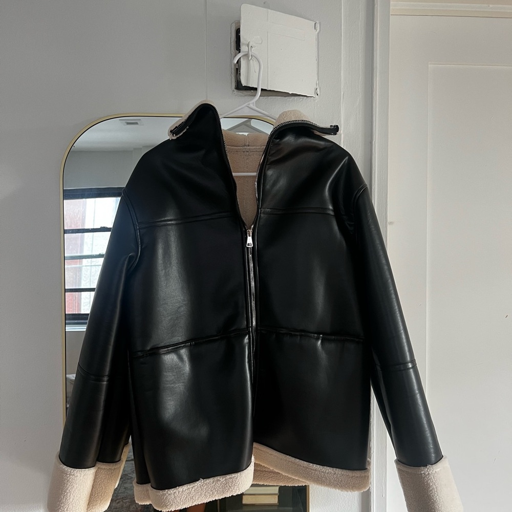 Black Faux Leather Women's Jacket